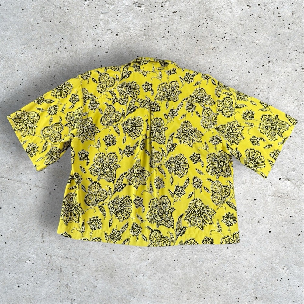 Saunders x RTR Rox Top Yellow Floral Short Sleeve V-Neck Button Front Sz 6 - Picture 6 of 8